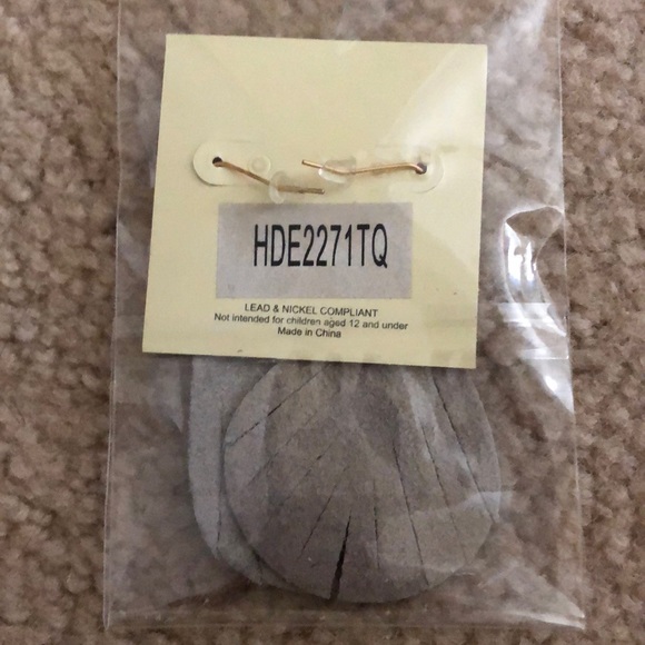 Aqua Faux Leather Earrings - Picture 2 of 2